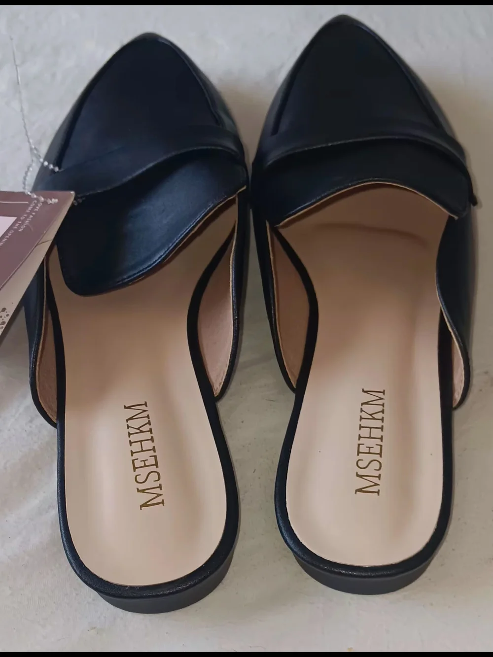 Black Pointed Slip-On Mules - Picture 3 of 6